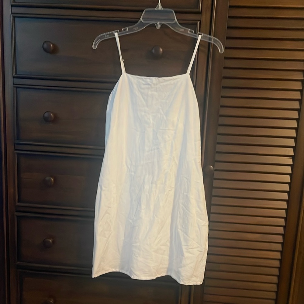 White Jopana Spaghetti Strap Mini Dress